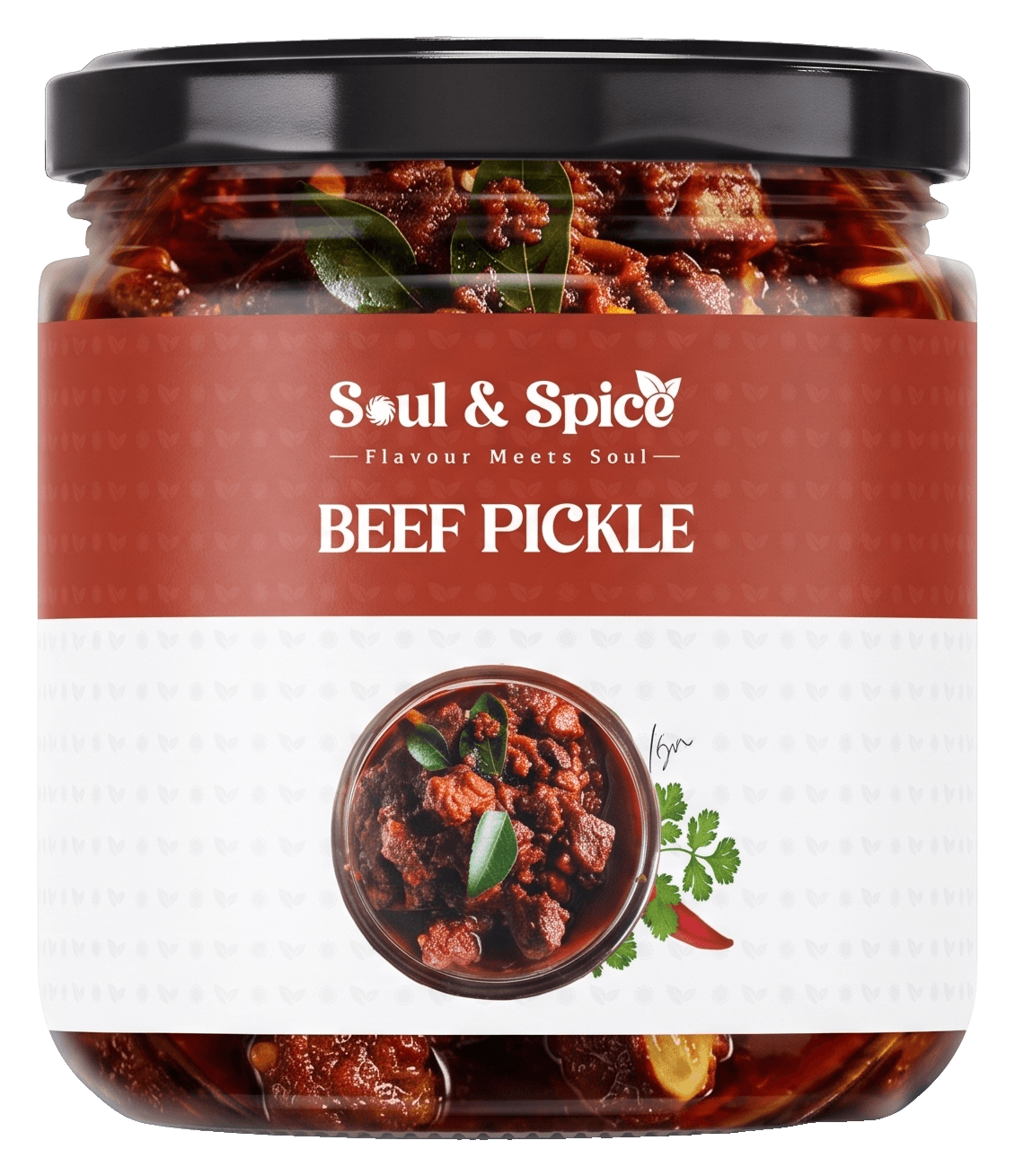 Premium Beef Pickle jar, front view