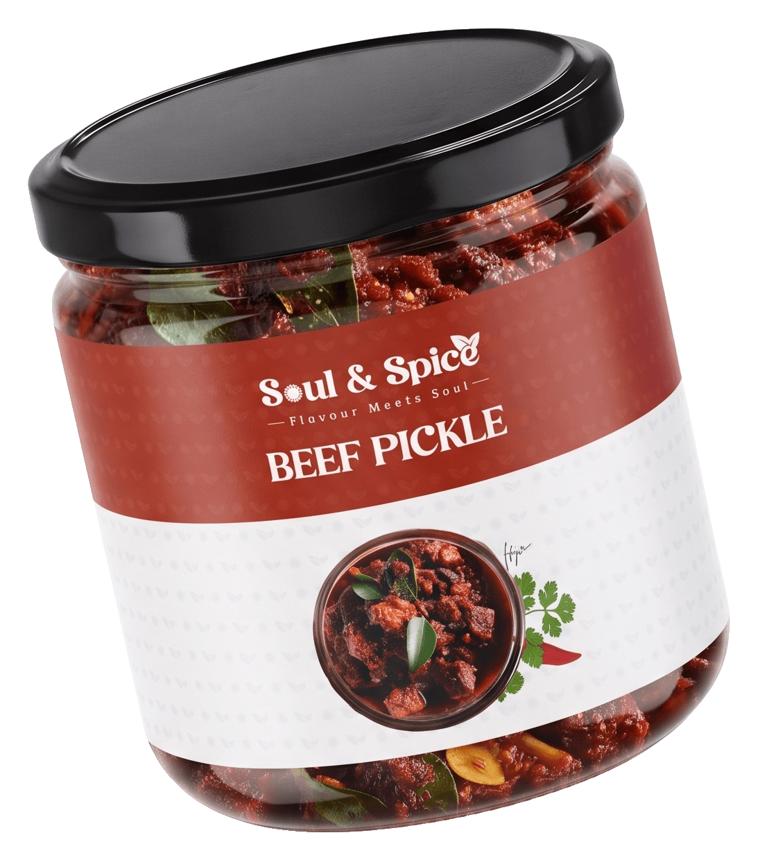 Premium Beef Pickle jar, angled view