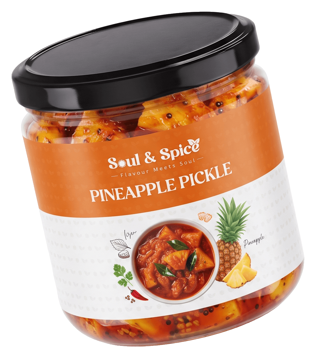 Pineapple Pickle jar, angled view