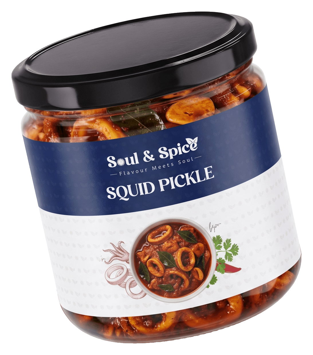 Squid Pickle jar, angled view