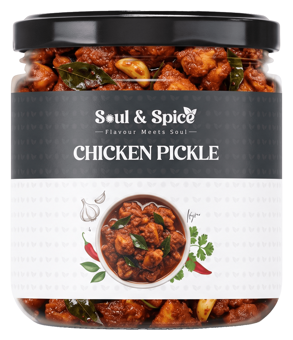 Chicken Pickle jar, front view